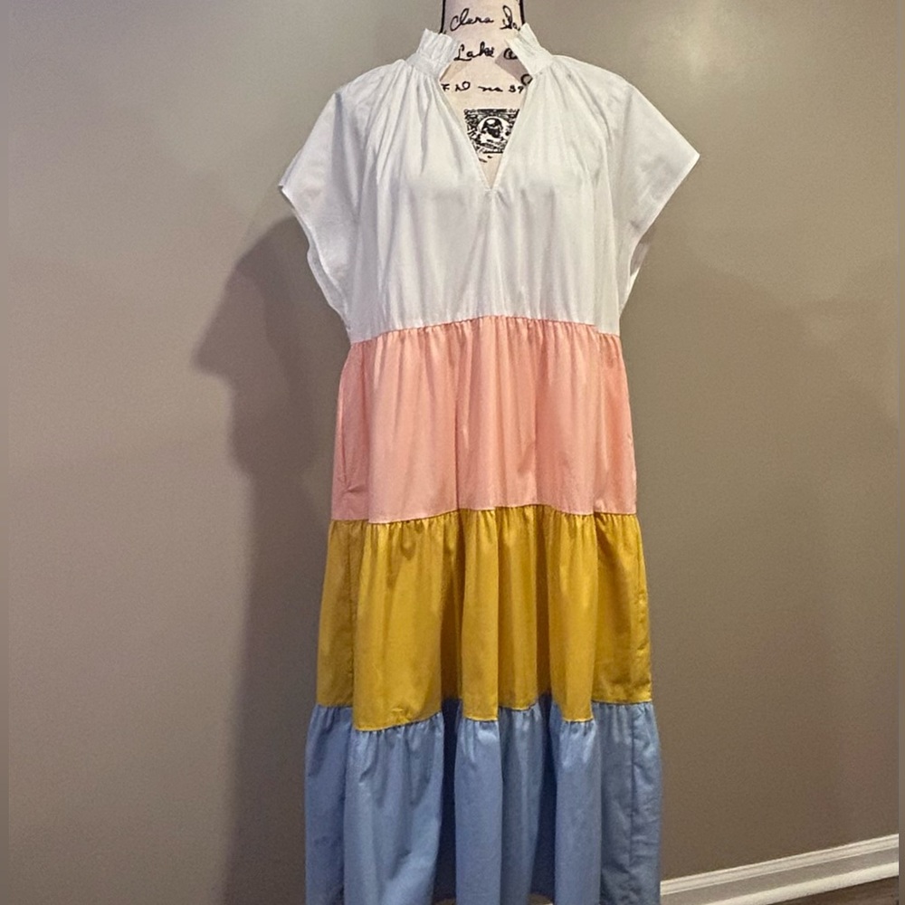 CROSBY by Mollie Burch Cap Sleeve Color Block Watts Midi Dress - Picture 6 of 9